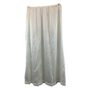 Vintage Warners Women's Ivory Silky Slip Skirt Silky Nylon Lace Trim Size Small